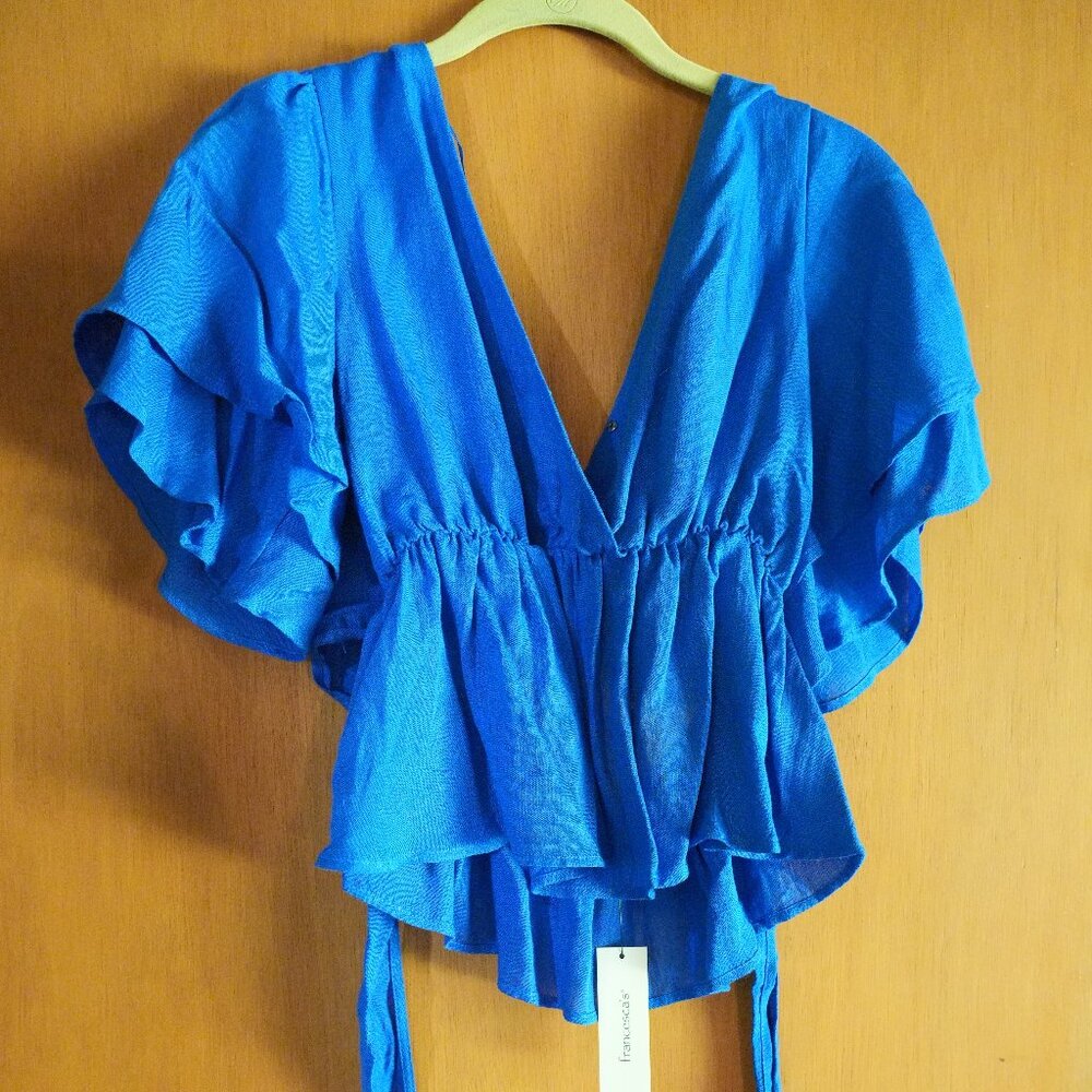 Francesca's Wrap Blouse, cropped with open back
